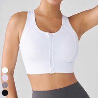 Sujetador deportivo halter con cremallera frontal de alta sujeción para mujer, con almohadillas extraíbles, transpirable, de elastano/poliéster, para yoga, gimnasio, fitness, personalizado