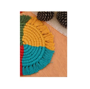 Classic Theme Table Decoration <b>Round</b> Plate Corn Husk Bohemian <b>Place</b> <b>Mats</b> Coaster Macrame Natural Finishing Placemats - Product Image 1