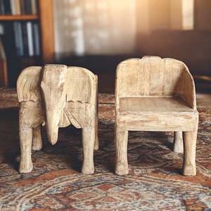 Silla de Madera Estilo Rústico con Forma de Elefante para Muebles de Restaurante - Product Image 2