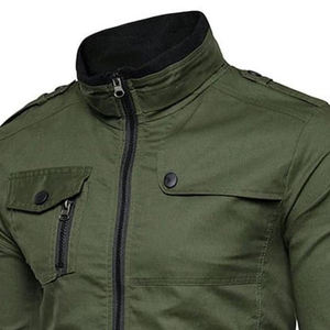 Men's Winter Bomber <b>Jacket</b> for Man Stand Collar Front Logo Breathable <b>Heated</b> Canvas Fabric Zipper Pocket Customizable High - Product Image 3