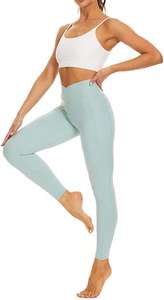 Women's Custom <b>V</b> Crossover High-Waisted Gym Athletic Yoga <b>Leggings</b> Solid Pattern Mid-<b>Waist</b> Workout Pants - Product Image 5