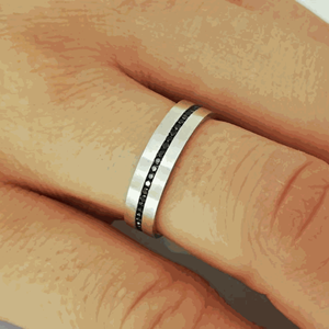 Black Round Cut Diamond Channel Setting Eternity Wedding Band For <b>Men</b> - Product Image 1