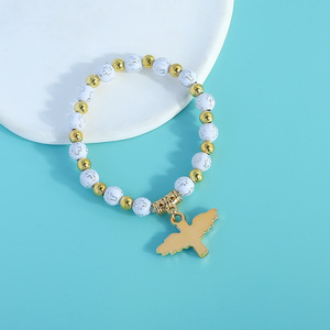 Para Shein Oil-Dropping Angel Rosario pulsera con cuentas estampado en caliente Cruz espejo acrílico mano joyería moda pulseras con cuentas Etsy - Product Image 5