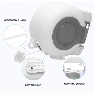 Ligne de lavage rétractable en plastique extensible de <span class=keywords><strong>corde</strong></span> couverte extérieure de câble jumeau fixé au mur extractible - Product Image 4