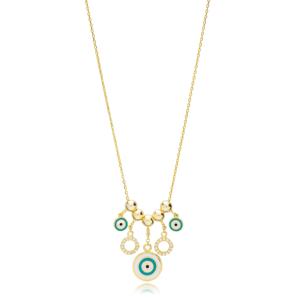 Elegant Eye Design Beaded Shaker Charm <b>Necklace</b> Wholesale <b>Handmade</b> 925 Sterling <b>Silver</b> Jewelry - Product Image 1