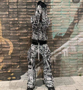 Alta demanda con capucha Slim Fit conjuntos de chándal para hombre 100% algodón Color personalizado Logo impresión cordón cintura cierre de cremallera - Product Image 2