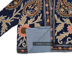 Veste universitaire en velours brodé floral bohème, anti-rides, écologique, coupe-vent et respirante, en coton Suzani, pour l'hiver et l'automne - Product Image 5