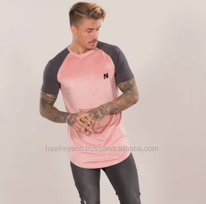 T-shirt pour homme en tissu suédé, coupe ajustée, col rond, manches courtes raglan, respirant, ourlet incurvé, pour cet été - Product Image 5