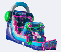 Toboggan gonflable commercial à une voie de 16 pieds avec piscine pour fêtes, certifié CE, garantie 3 ans, capacité maximale 500 personnes
