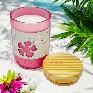 เทียนหอมดอกชบาทำมือจากขี้ผึ้งถั่วเหลือง สำหรับตกแต่งบ้าน - Product Image 1