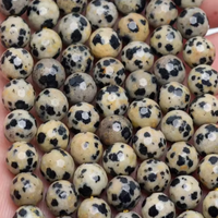 Bracelet de cheville en jaspe dalmatien naturel à facettes pour femme, 15 pouces, crème et noir, marque AMARA, vente en gros de pierres précieuses