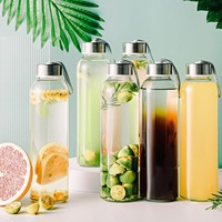 Bouteilles d'Eau en Verre Réutilisables JM Wholesale avec Bouchon Hermétique Anti-Fuite, Sans BPA, Portables, pour Jus, Smoothies et Boissons