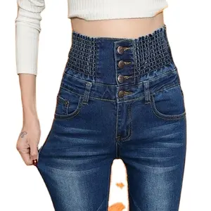Denim Pants Autumn Winter Jeans for Women High Waist Skinny Warm Thick Jeans Women High Elastic Plus Size Stretch Jeans Velvet