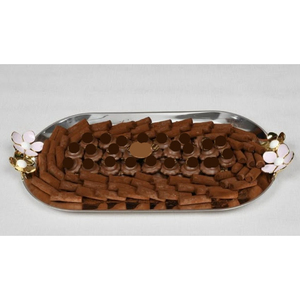 Wedding Chocolate Tray Exclusive Metal Chocolate Platter With Floral Handles Elegant Chocolate <b>Dessert</b> Tray For Parties - Product Image 1