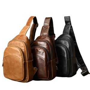 Special Top-Layer Cowhide Men's <b>Chest</b> Bag Fashionable Multi-Layer Sports Genuine Leather Large Casual Shoulder Bag. - Product Image 1
