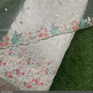 Kelebek georgette nakış dizisi kumaş tasarımcısı fantezi kumaş dantel pullu dantel kumaş nakış