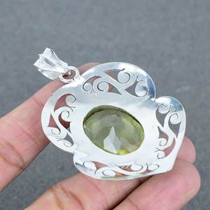 Cuarzo limón Chapado en plata de alta calidad, piedra preciosa facetada genuina, joyería hecha a mano, joyería elegante de cuarzo de latón facetado - Product Image 4