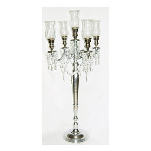 Metal Crafted <b>Candle</b> <b>Holder</b> for Home Hotel <b>Floor</b> Decorative Items for Sale Candelabra 4 Arms With Flower Bowl Nickel Finished - Product Image 5