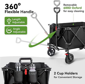 THCW10211-Wagon pliable d'une capacité de 330LBS, Wagon pliable robuste avec roues tout-terrain pour jardin extérieur, noir - Product Image 2