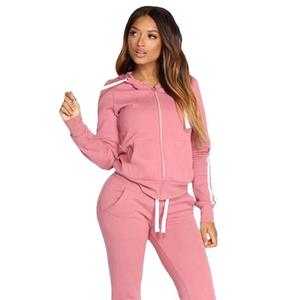 Conjunto Deportivo de Invierno para Mujer, 2 Piezas, con Capucha, 100% Algodón Grueso, Ecológico, Talla Grande, Sudadera y Pantalones Deportivos - Product Image 1