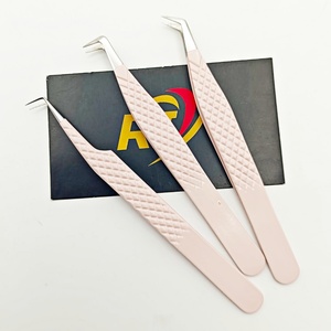 Pince à épiler de précision antimagnétique en acier inoxydable de poignée de diamant de couleur nue professionnelle pour cils classiques et méga 45 degrés - Product Image 5