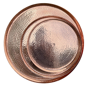 Plateau de service en cuivre pur fait main, finition polie, style indien traditionnel, écologique, passe au lave-vaisselle, vaisselle, décoration de cuisine - Product Image 6