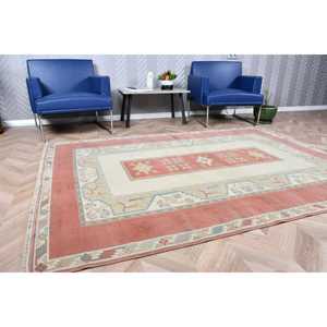 5.6x7.7 ft Large Vintage Rug, Turkish Rug, <b>Red</b> Blue Moroccan <b>Wool</b> Rug - Product Image 3