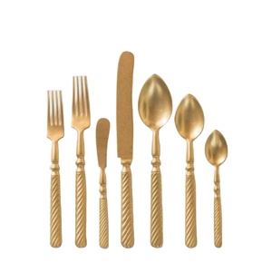 Juego de Cubiertos de Latón Macizo con Diseño Nuevo en Relieve, Pulido Espejo de la Mejor Calidad, para Utensilios de Cocina, Vajilla y Mesa - Product Image 1