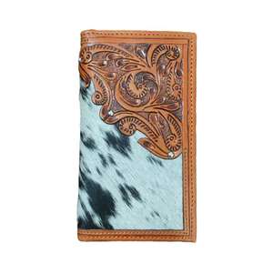 Long portefeuille de luxe usiné à la main pour hommes en cuir de vache véritable avec perles artistiques et blindage RFID complet - Product Image 1