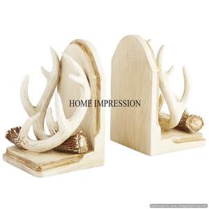 Calidad Superior Acacia Madera Hecho Color blanco Esmalte Acabado Antler Diseñador Más elegante Aspecto único Sujetalibros y soporte para libros - Product Image 1
