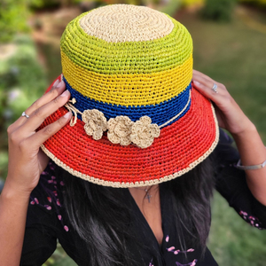 Crochet raphia plage et chapeaux quotidiens fait main mode coloré pour dames et femmes fabriqué à madagascar bob article - Product Image 4