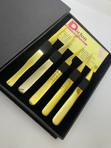 Pinzas de extensión de pestañas de acero inoxidable dorado personalizadas con etiqueta privada, certificado CE con punta fina para pestañas de volumen - Product Image 3