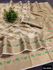 ชุดส่าหรีผ้าไหมอินเดียแบบดั้งเดิมผ้าส่าหรีเทียมแบบอินเดียพร้อมงานปักและลำดับส่าหรีในงานแต่งงาน - Product Image 5