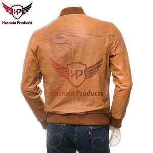 แจ็คเก็ตบอมเบอร์หนังแท้สำหรับผู้ชายคุณภาพระดับพรีเมี่ยมขนาดพอดีปรับแต่งได้และมีสไตล์ทำด้วยมือด้วยหนังแท้ - Product Image 5