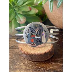 Zuni Handmade Multi-Stone and Sterling <b>Silver</b> Micro-Inlay <b>Cuff</b> <b>Bracelet</b> Cultural Collectible Jewelry - Product Image 1