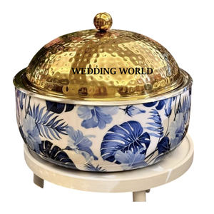 สติ๊กเกอร์ตกแต่งหม้อไฟพร้อมฝาปิดลายทอง คุณภาพเยี่ยม งานแฮนด์เมด ดีไซน์หรูหรา หม้ออุ่นอาหารโลหะ - Product Image 1