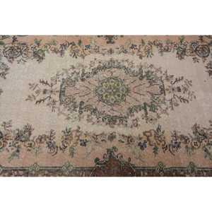 Vintage Turkish Rug, 3.9x6.6 ft Area Rug, <b>Brown</b> Green Floral Rug - Product Image 5