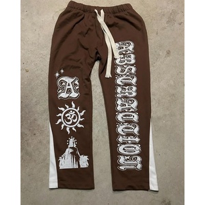 Alta calidad personalizado Puff estampado pesado ácido lavado francés Terry Flare apilado pantalones de chándal de gran tamaño en blanco Jogger pantalones para hombres - Product Image 2