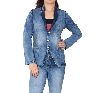 Chaqueta vaquera OEM para mujer, prendas de vestir informales para mujer, chaqueta de otoño, abrigo abotonado de mezclilla, chaqueta vaquera transpirable de gran tamaño para mujer - Product Image 1