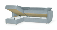 Sofá Cama Diego Moderno Europeo Convertible en Forma de L Tapizado en Tela con Estructura Metálica Asientos Reclinables para Uso en el Hogar y Hoteles