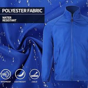 Chaqueta cortavientos ligera de ropa deportiva informal con cremallera completa y cuello levantado para hombre con bolsillos recubiertos OEM/ODM disponible - Product Image 4