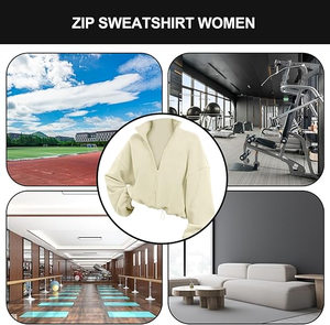 Sweat zippé pour femme sans capuche doublure polaire vestes zippées, sweat à capuche confortable sweat zippé pour femmes filles - Product Image 4