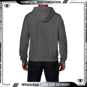 Logo Zipper Hoodie Men Streetwear High Quality Blank Heavyweight Cotton Oversized Hoodie Men - Product Image 5