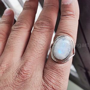 Bague pour femme pierre de lune arc-en-ciel naturelle pierre précieuse juin pierre de naissance bande de créateur bijoux de déclaration Vintage bague en argent Sterling 925 - Product Image 4
