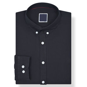 เสื้อเชิ้ตผ้าคอตตอนสีดำสไตล์ลำลองแบบถักธรรมดาคอเสื้อมีกระดุมผ้าปอปลินระบายอากาศลายดอกไม้สำหรับใส่ได้ในฤดูร้อนปรับแต่ง100% - Product Image 2