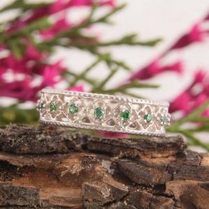 Tendencia 925 plata esterlina cuarzo verde anillo de piedras preciosas joyería hecha a mano plata estilo bohemio anillo joyería mujer regalo para niñas - Product Image 2