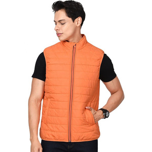 Vente en gros Service OME personnalisé Gilet bouffant matelassé orange pour hommes, nouveau design décontracté, toile à manches courtes grande taille - Product Image 1