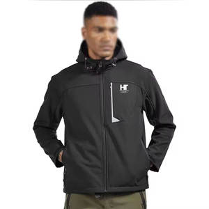 Veste Softshell pour homme, sur mesure, chaude pour l'hiver, avec col montant et logo frontal, de haute qualité, respirante et à capuche - Product Image 1