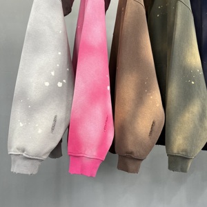 Pull à capuche à épaules tombantes surdimensionné imprimé personnalisé Acid Wash French Terry 100% coton pour l'hiver - Product Image 6