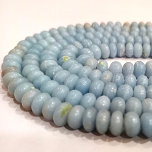 Perles Rondelle d'Angélite Naturelle de 8mm, Pierres Précieuses en Cristal Bleu Lisse pour Bijoux Vendus par Brin de 8 Pouces de Long - Product Image 1